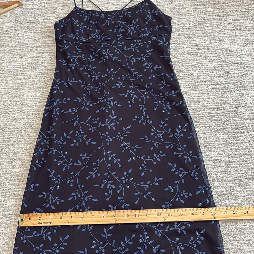 Vintage Byer Too! Floral Vines Glitter Slipdress Size M Empire Maxi Dress Y2K - Picture 13 of 15